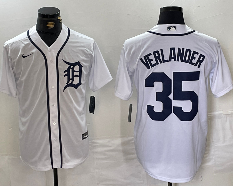 Men's Detroit Tigers Justin Verlander #35 White Jersey
