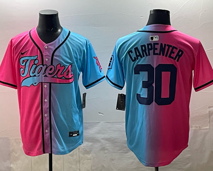Men's Detroit Tigers Kerry Carpenter #30 Pink/Blue Jersey