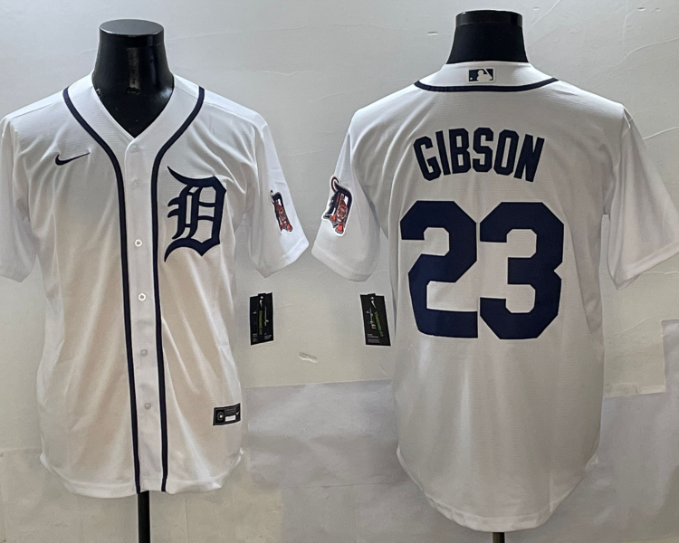 Men's Detroit Tigers Kirk Gibson #23 White Home Jersey