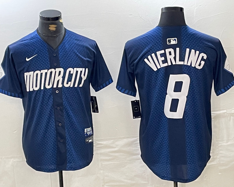Men's Detroit Tigers Matt Vierling #8 Navy 2024 City Connect Limited Jersey
