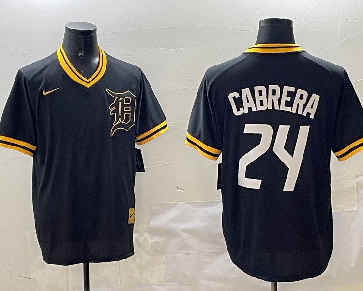 Men's Detroit Tigers Miguel Cabrera #24 Black Jersey