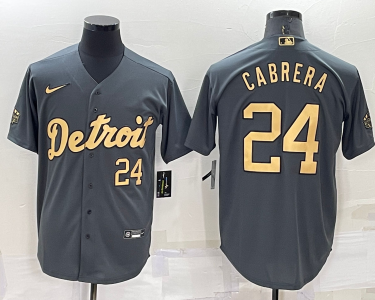 Men's Detroit Tigers Miguel Cabrera #24 Gray Stitched Jersey