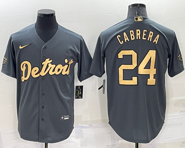 Men's Detroit Tigers Miguel Cabrera #24 Gray Stitched Jersey