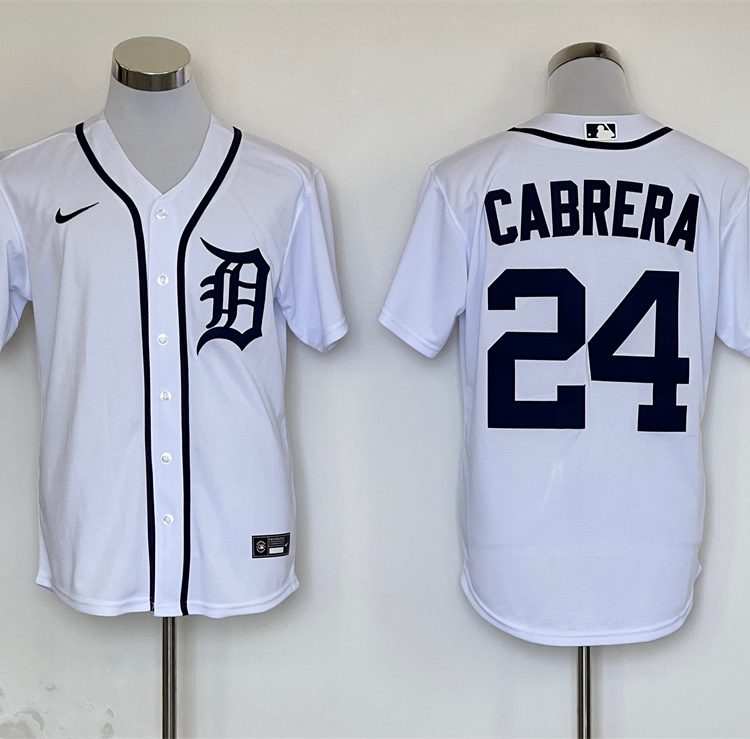 Men's Detroit Tigers Miguel Cabrera #24 White Baseball Jersey