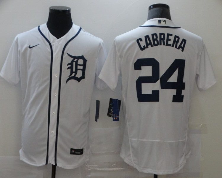 Men's Detroit Tigers Miguel Cabrera #24 White Baseball Jersey