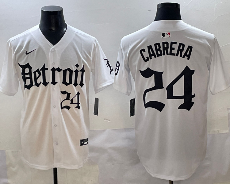Men's Detroit Tigers Miguel Cabrera #24 White Jersey