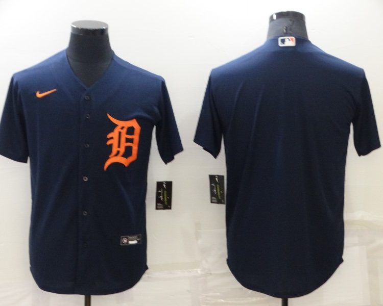Men's Detroit Tigers Navy Alternate Authentic Blank Jersey