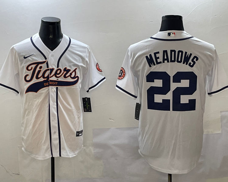 Men's Detroit Tigers Parker Meadows #22 White Jersey