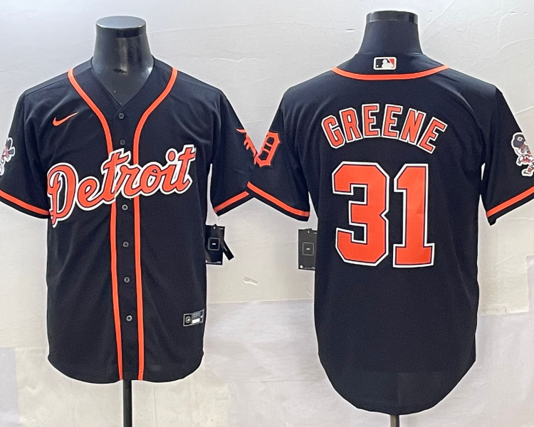 Men's Detroit Tigers Riley Greene #31 Black Limited Jersey