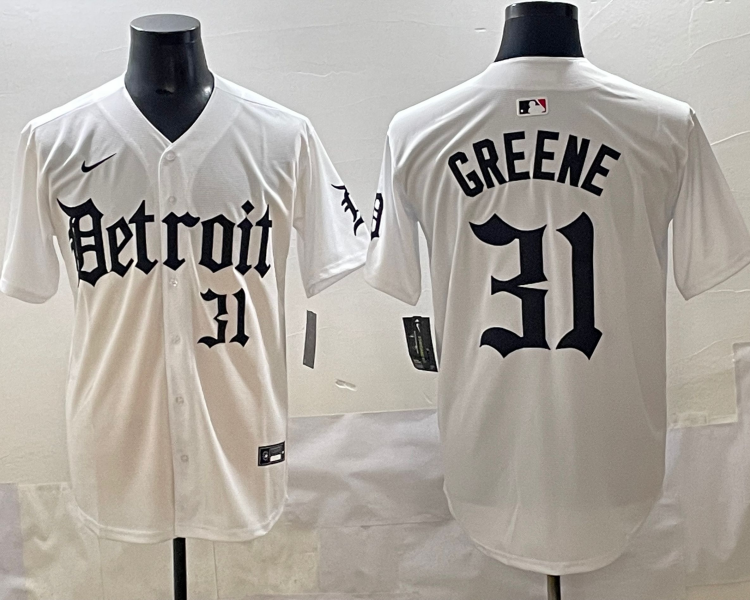 Men's Detroit Tigers Riley Greene #31 White Jersey