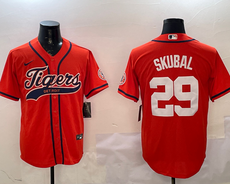 Men's Detroit Tigers Tarik Skubal #29 Orange Jersey