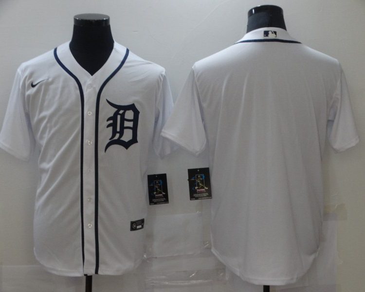 Men's Detroit Tigers White Home Blank Jersey
