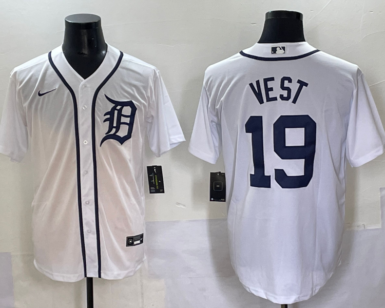 Men's Detroit Tigers Will Vest #19 White Home Jersey