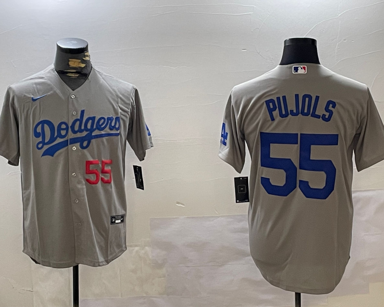 Men's Los Angeles Dodgers Albert Pujols #55 Gray Baseball Jersey