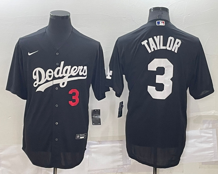 Men's Los Angeles Dodgers Chris Taylor #3 Black Stitched Jersey