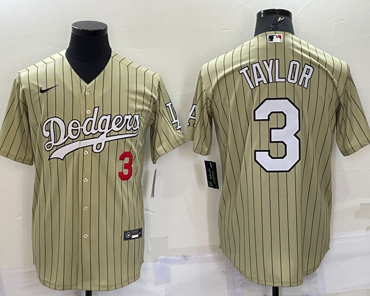 Men's Los Angeles Dodgers Chris Taylor #3 Gold Baseball Jersey
