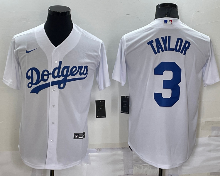 Men's Los Angeles Dodgers Chris Taylor #3 White Baseball Jersey