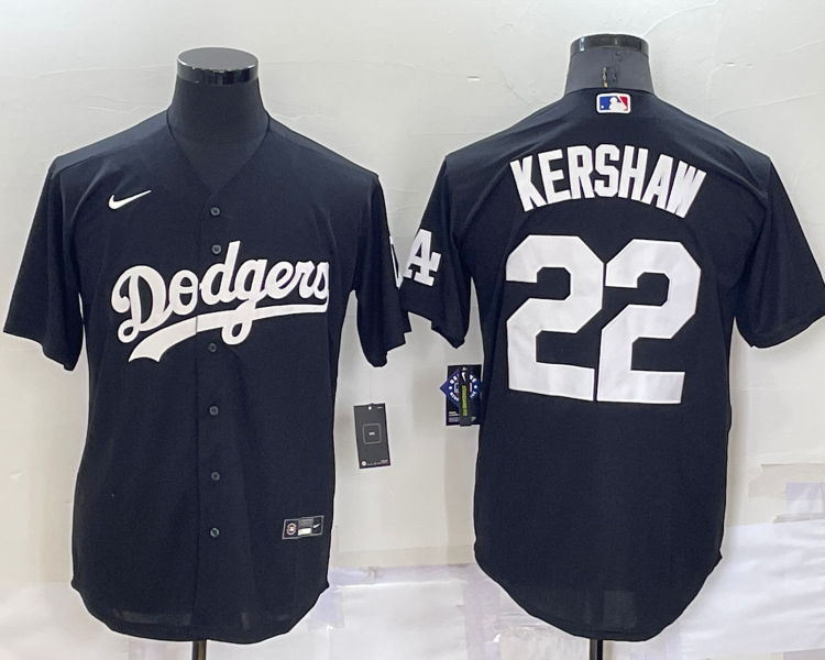 Men's Los Angeles Dodgers Clayton Kershaw #22 Black Baseball Jersey