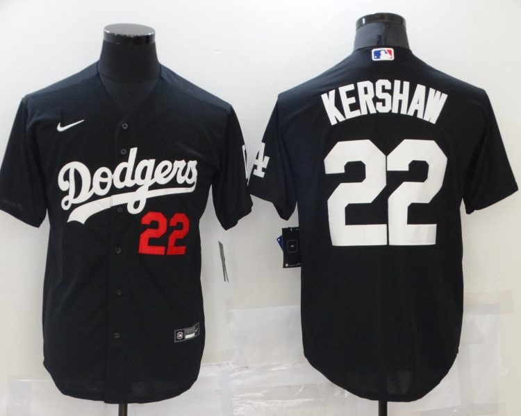 Men's Los Angeles Dodgers Clayton Kershaw #22 Black Stitched Jersey