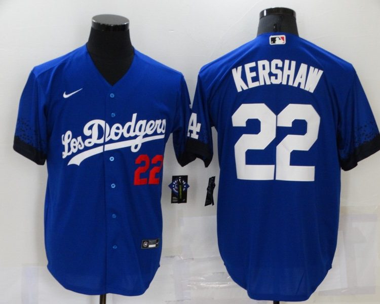 Men's Los Angeles Dodgers Clayton Kershaw #22 Blue Stitched Jersey