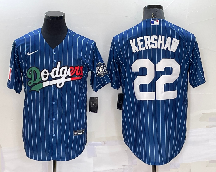 Men's Los Angeles Dodgers Clayton Kershaw #22 Blue Stitched Jersey