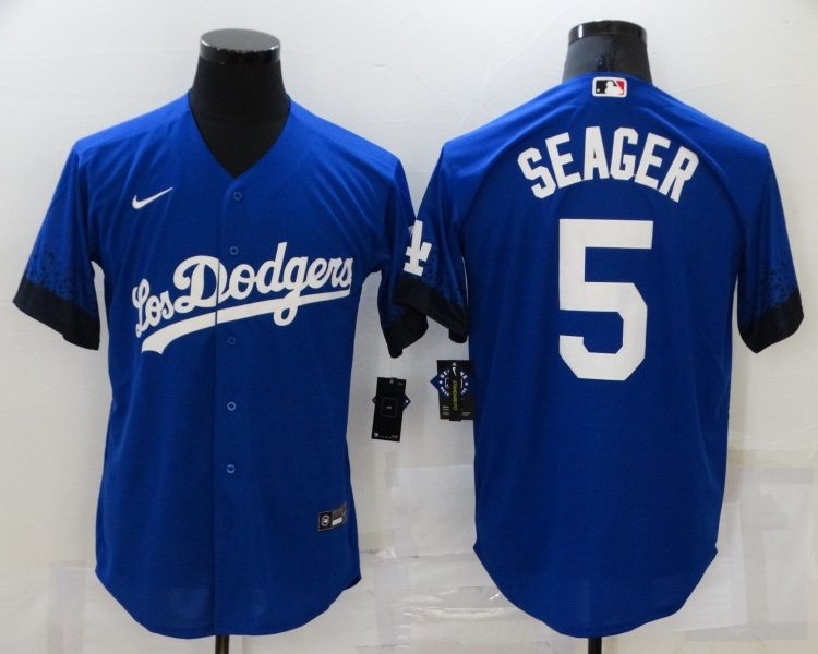 Men's Los Angeles Dodgers Corey Seager #5 Blue Stitched Jersey