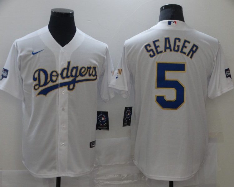 Men's Los Angeles Dodgers Corey Seager #5 White Baseball Jersey