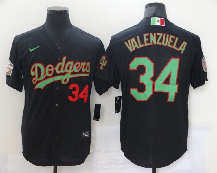 Men's Los Angeles Dodgers Fernando Valenzuela #34 Black Jersey