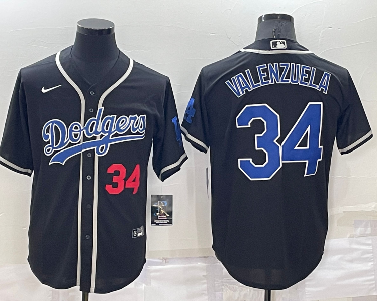 Men's Los Angeles Dodgers Fernando Valenzuela #34 Black Jersey