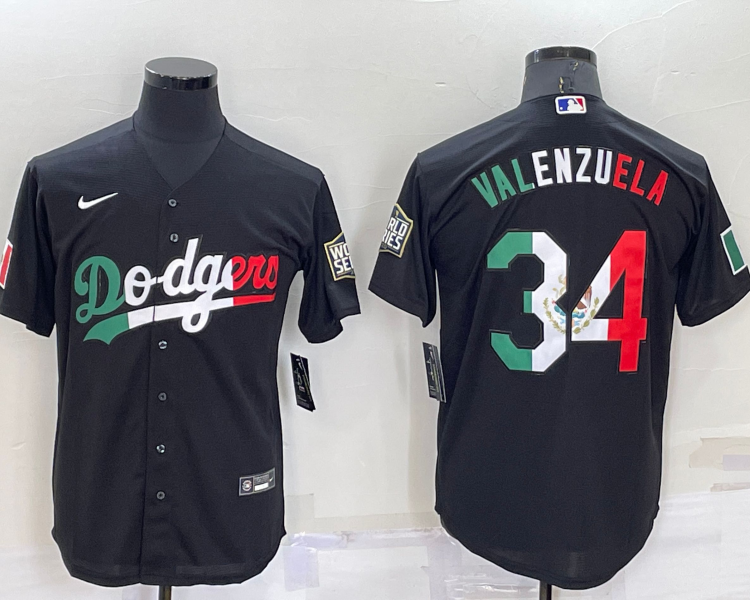 Men's Los Angeles Dodgers Fernando Valenzuela #34 Black Jersey