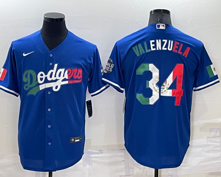 Men's Los Angeles Dodgers Fernando Valenzuela #34 Blue Jersey