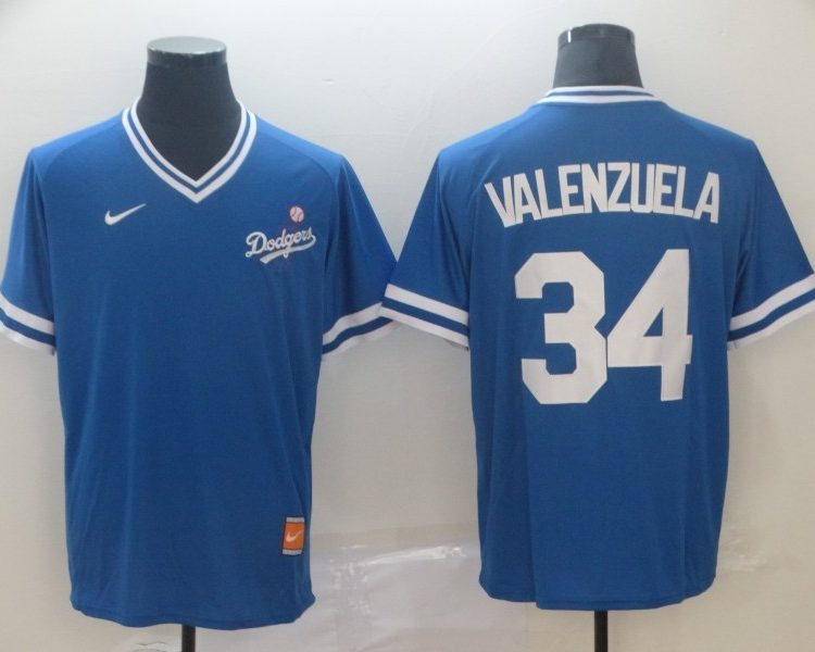 Men's Los Angeles Dodgers Fernando Valenzuela #34 Blue Jersey