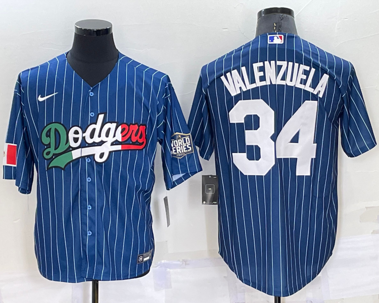 Men's Los Angeles Dodgers Fernando Valenzuela #34 Blue Stitched Baseball Jersey