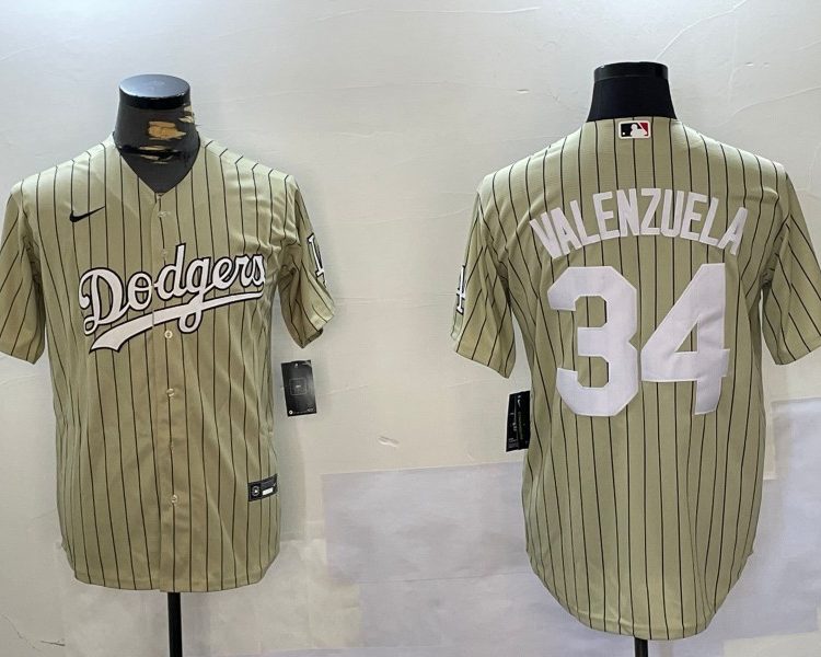 Men's Los Angeles Dodgers Fernando Valenzuela #34 Gold Baseball Jersey