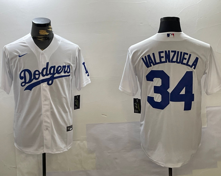 Men's Los Angeles Dodgers Fernando Valenzuela #34 White Baseball Jersey