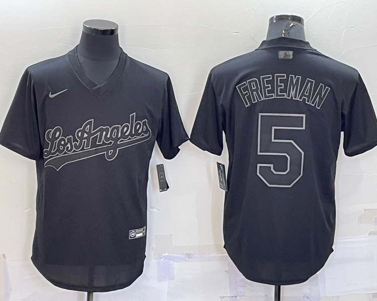 Men's Los Angeles Dodgers Freddie Freeman #5 Black Authentic Jersey
