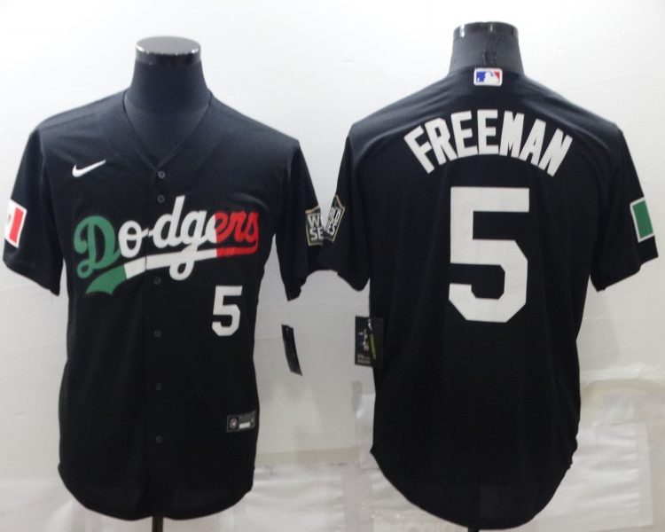 Men's Los Angeles Dodgers Freddie Freeman #5 Black Stitched Jersey