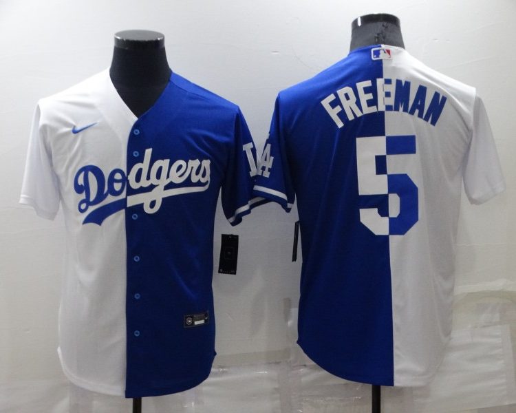 Men's Los Angeles Dodgers Freddie Freeman #5 White/Blue Baseball Jersey