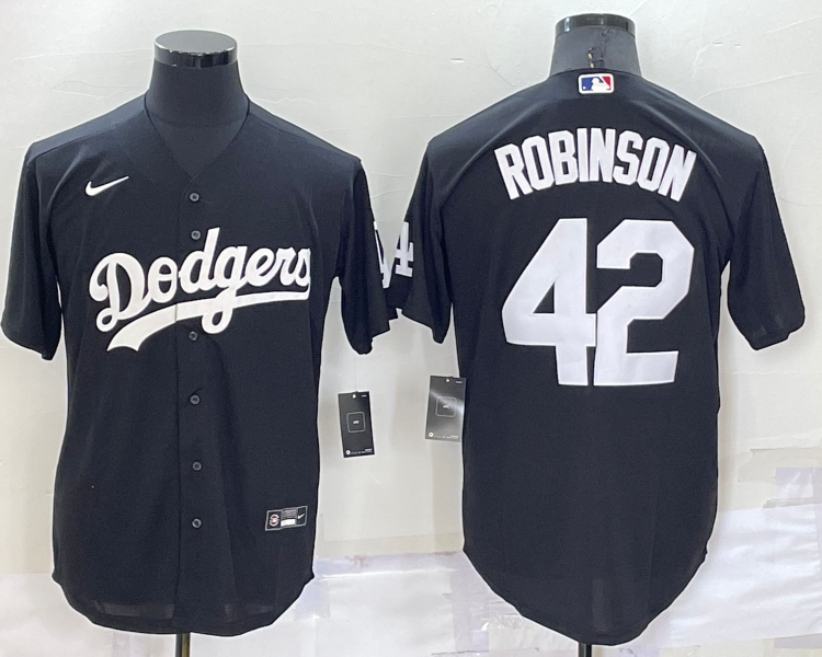 Men's Los Angeles Dodgers Jackie Robinson #42 Black Baseball Jersey