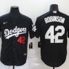 Men's Los Angeles Dodgers Jackie Robinson #42 Black Stitched Jersey