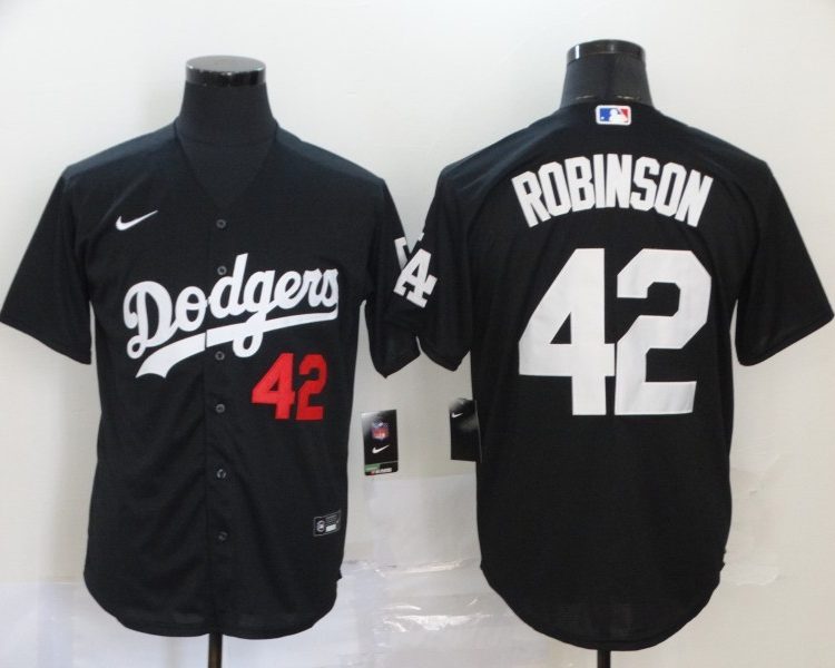 Men's Los Angeles Dodgers Jackie Robinson #42 Black Stitched Jersey