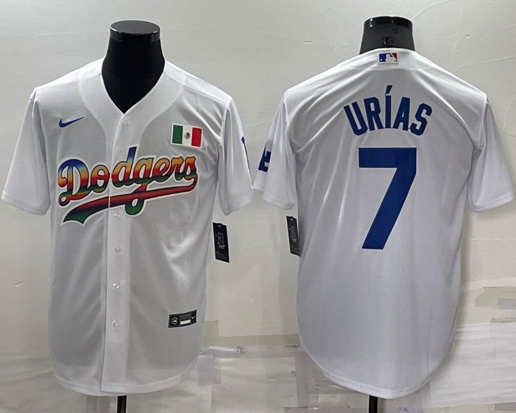 Men's Los Angeles Dodgers Julio Urias #7 White Authentic Jersey