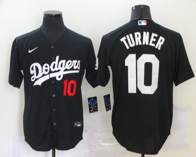 Men's Los Angeles Dodgers Justin Turner #10 Black Stitched Jersey