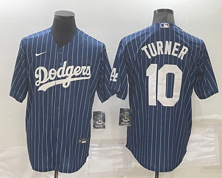 Men's Los Angeles Dodgers Justin Turner #10 Blue Stitched Baseball Jersey