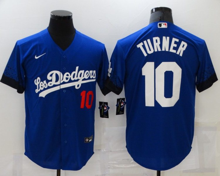 Men's Los Angeles Dodgers Justin Turner #10 Blue Stitched Jersey
