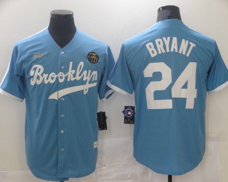 Men's Los Angeles Dodgers Kobe Bryant #24 Light Blue Baseball Jersey