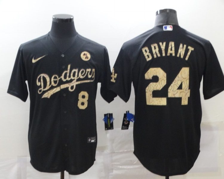 Men's Los Angeles Dodgers Kobe Bryant #8-24 Black Authentic Jersey