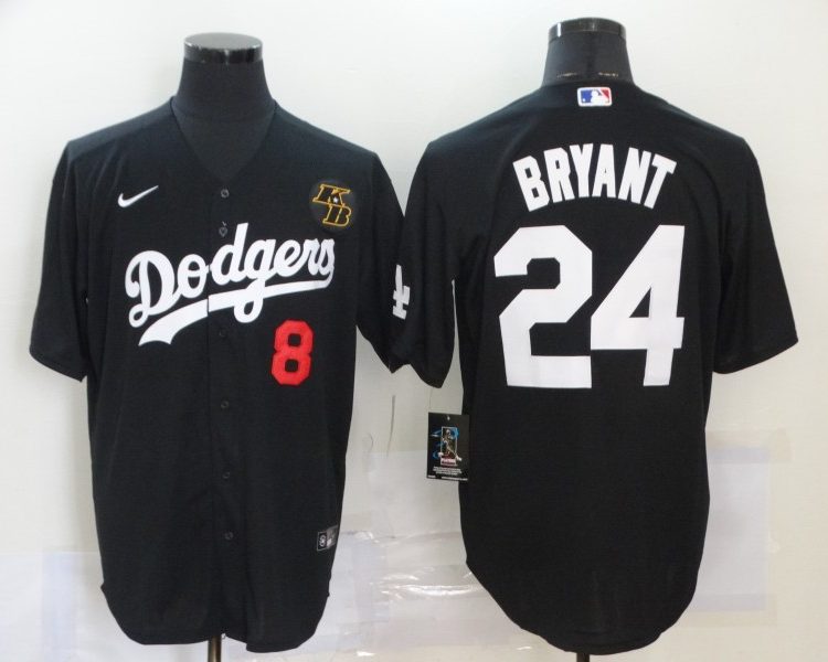 Men's Los Angeles Dodgers Kobe Bryant #8-24 Black Baseball Jersey