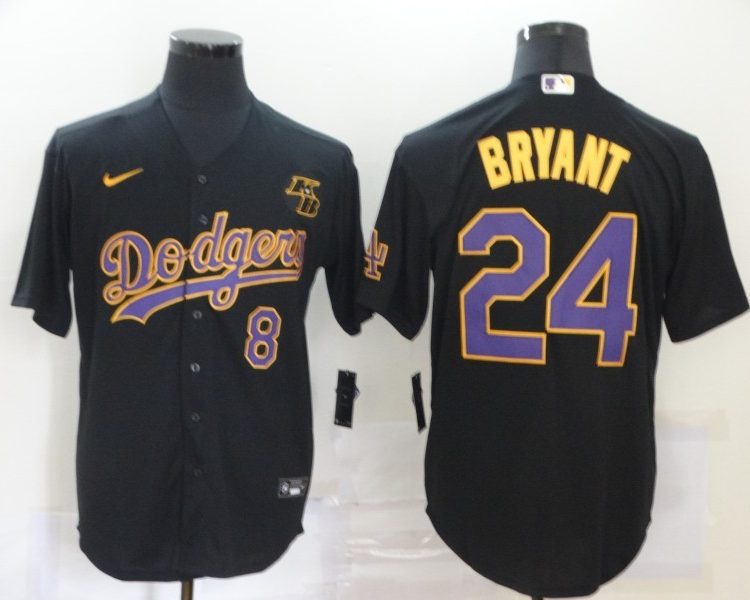 Men's Los Angeles Dodgers Kobe Bryant #8-24 Black Jersey