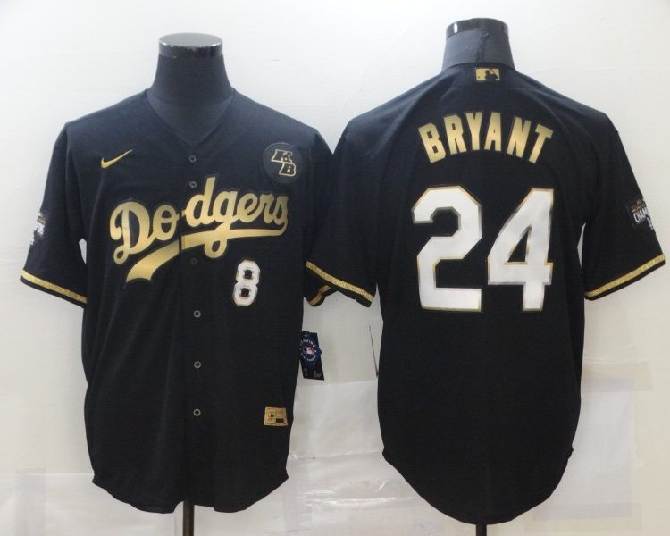 Men's Los Angeles Dodgers Kobe Bryant #8-24 Black Jersey